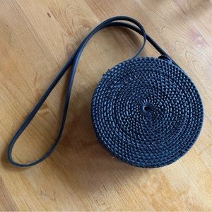Black rattan purse